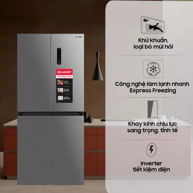 Tủ Lạnh Sharp Inverter 362 Lít SJ-FX420V-SL
