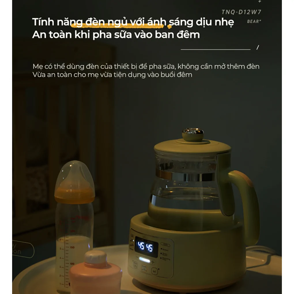 Bình Đun Và Hâm Nước Pha Sữa Bear TNQ-D12W7 - Hàng Quốc Tế - Bản Tiếng Anh 4