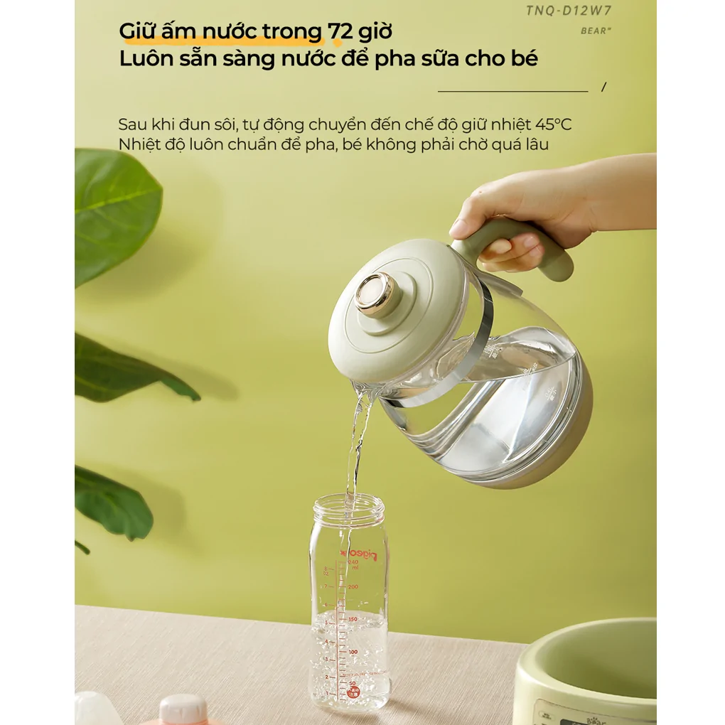 Bình Đun Và Hâm Nước Pha Sữa Bear TNQ-D12W7 - Hàng Quốc Tế - Bản Tiếng Anh 6
