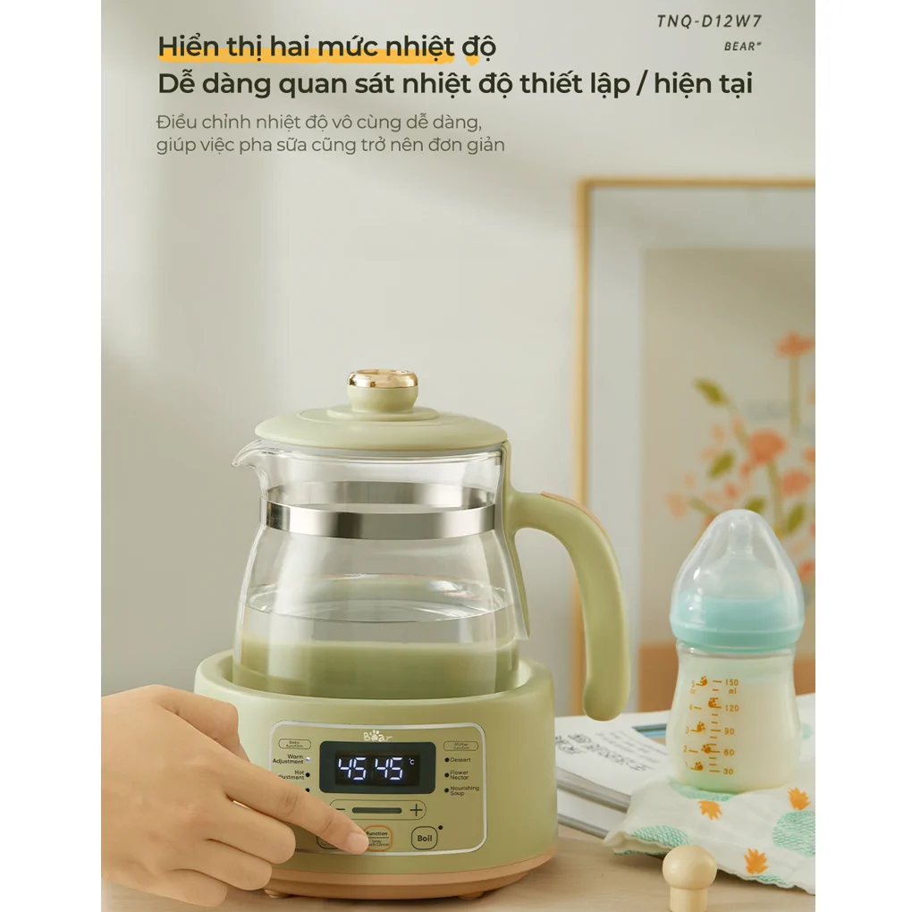 Bình Đun Và Hâm Nước Pha Sữa Bear TNQ-D12W7 - Hàng Quốc Tế - Bản Tiếng Anh 7