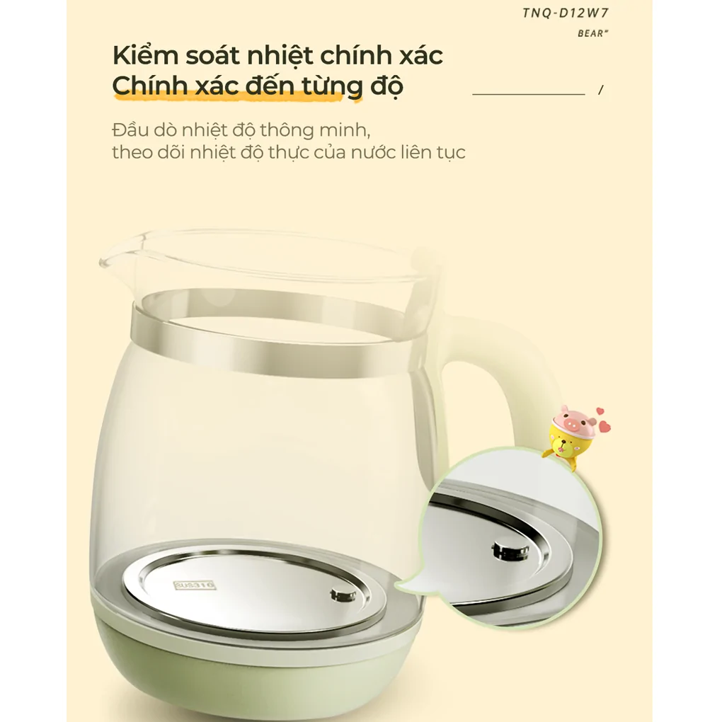 Bình Đun Và Hâm Nước Pha Sữa Bear TNQ-D12W7 - Hàng Quốc Tế - Bản Tiếng Anh 8