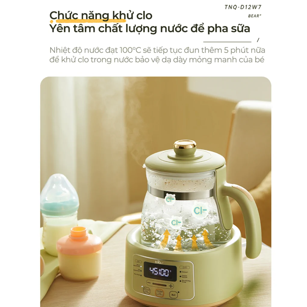 Bình Đun Và Hâm Nước Pha Sữa Bear TNQ-D12W7 - Hàng Quốc Tế - Bản Tiếng Anh 9
