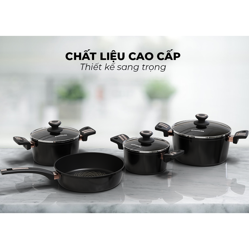 Bộ Nồi Chảo Chống Dính Đáy Từ Ultra Titanium Sunhouse ST2204B 2