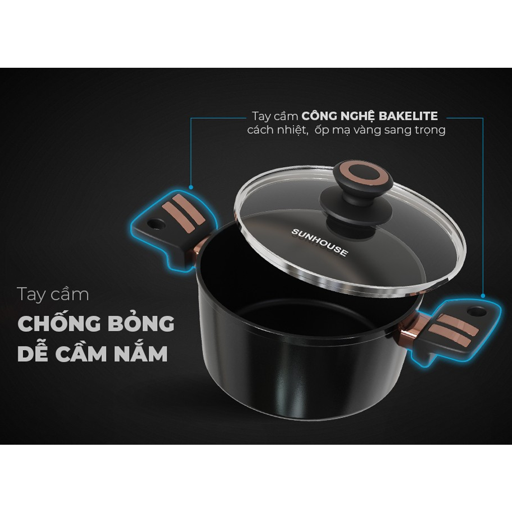 Bộ Nồi Chảo Chống Dính Đáy Từ Ultra Titanium Sunhouse ST2204B 3
