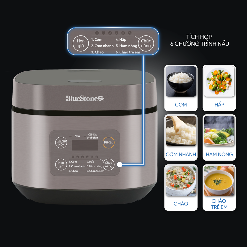 Nồi Cơm Điện Tử BlueStone RCB-5946 1.5 Lít 10