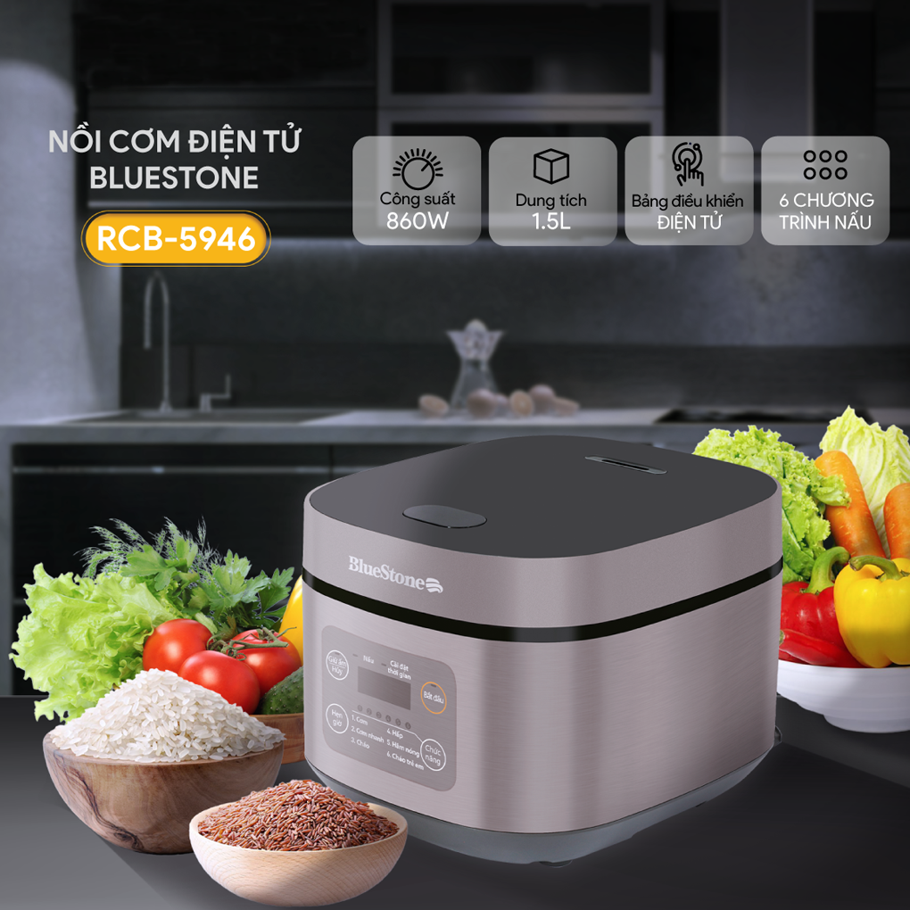 Nồi Cơm Điện Tử BlueStone RCB-5946 1.5 Lít 8