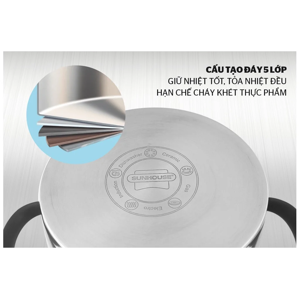 Nồi Inox 5 Đáy Sunhouse SHG24316 1