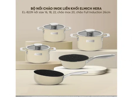 Bộ Nồi Inox 304 Cao Cấp Liền Khối Elmich Hera EL8239 0
