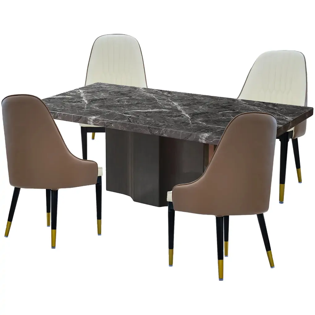 Bộ Bàn Ăn Cẩm Thạch Columbus DT-183 8943-2 2M + 4 Ghế Ăn ECOCH8