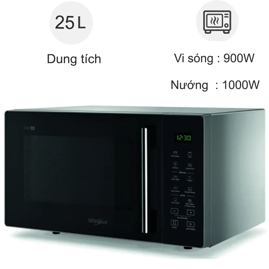 Lò Vi Sóng Kết Hợp Nướng Whirlpool MWP253SBV 25L