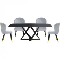 Bộ Bàn Ăn Cẩm Thạch PMT-05-1 + 4 Ghế Ăn ECOCH15