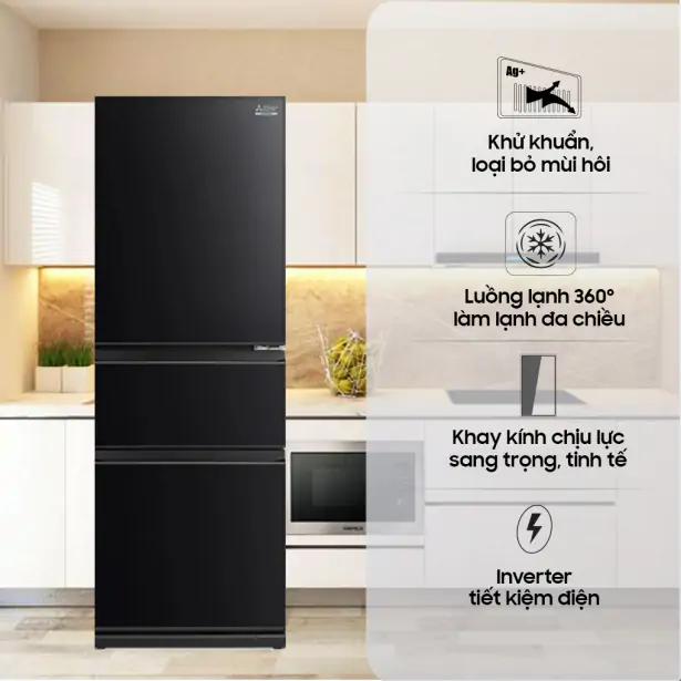 Tủ Lạnh Mitsubishi Inverter 330 Lít MR-CGX41EN-GBK-V