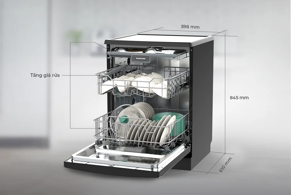 Máy Rửa Bát Sunhouse SHB8014SMB 5