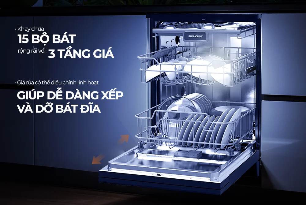Máy Rửa Bát Sunhouse SHB8615SEB