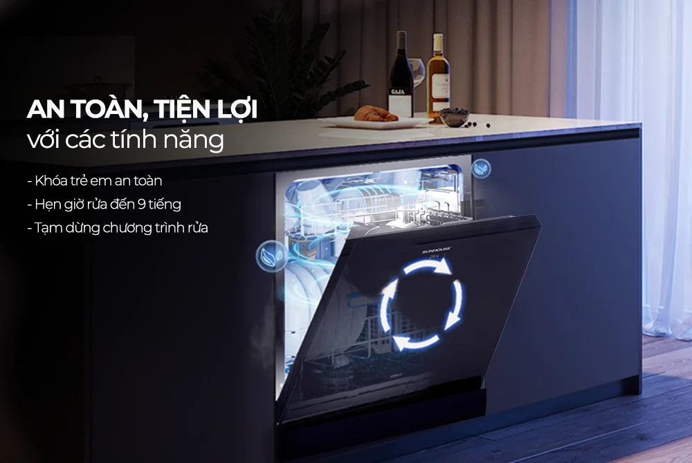 Máy Rửa Bát Sunhouse SHB8615SEB
