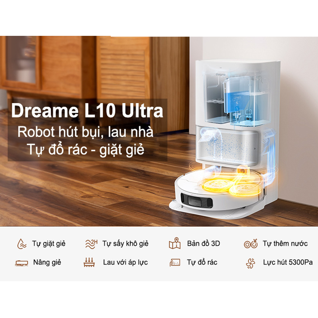 Robot Hút Bụi Lau Nhà, Tự Động Giặt Giẻ Lau Dreame L10 Ultra 1