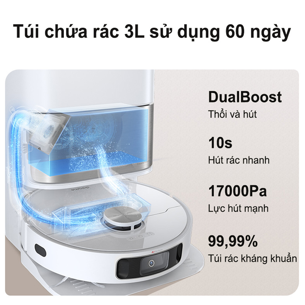 Robot Hút Bụi Lau Nhà, Tự Động Giặt Giẻ Lau Dreame L10 Ultra 5