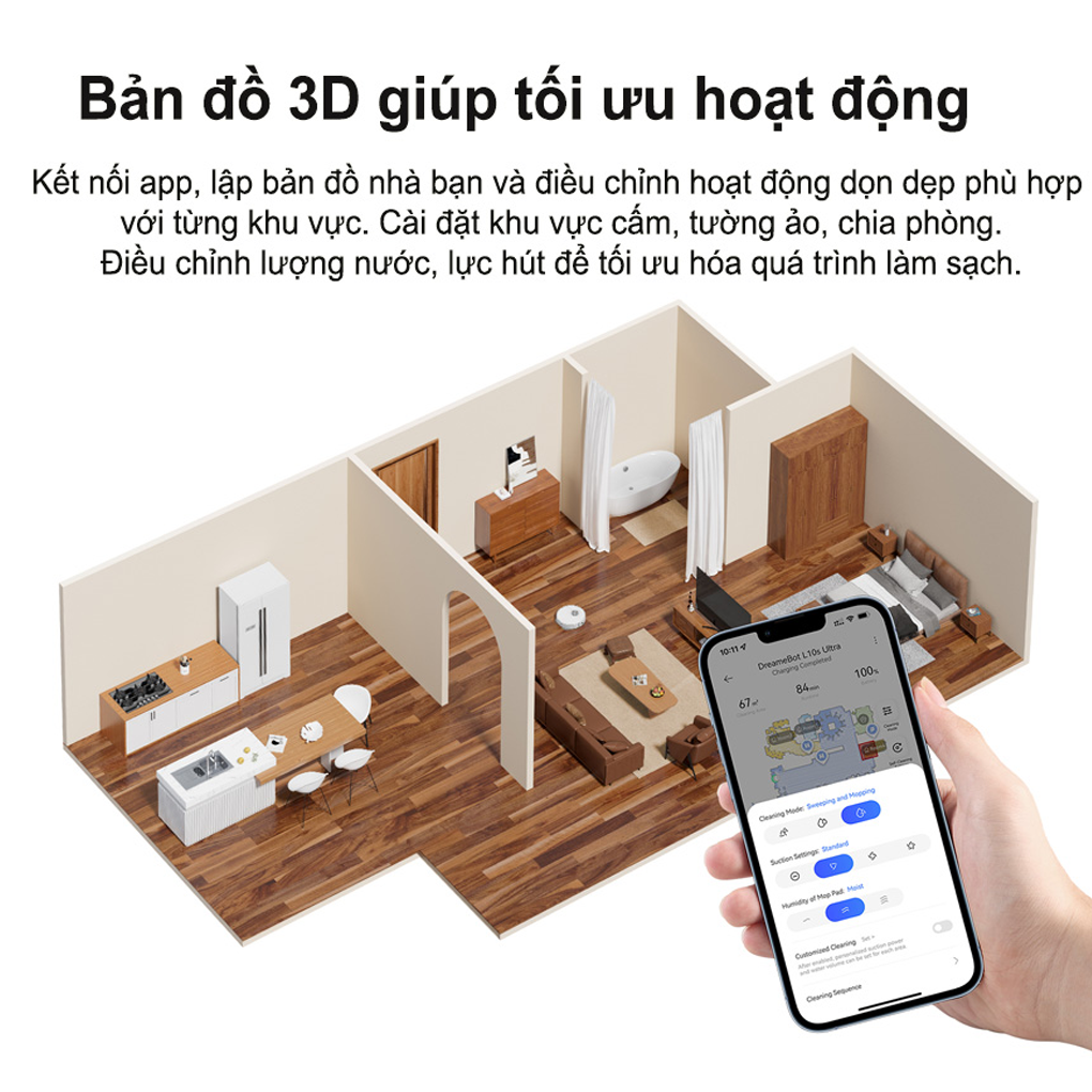 Robot Hút Bụi Lau Nhà, Tự Động Giặt Giẻ Lau Dreame L10 Ultra 8
