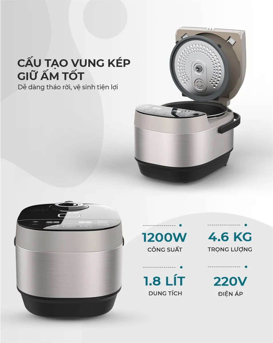 Nồi Cơm Điện Cao Tần Sunhouse MAMA SHD8959 1.8 Lít 11