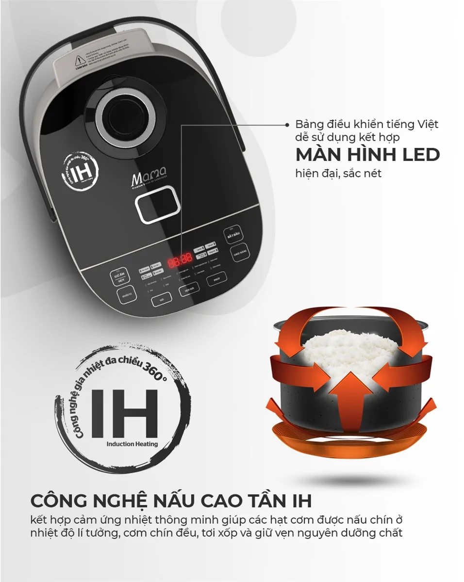 Nồi Cơm Điện Cao Tần Sunhouse MAMA SHD8959 1.8 Lít 9