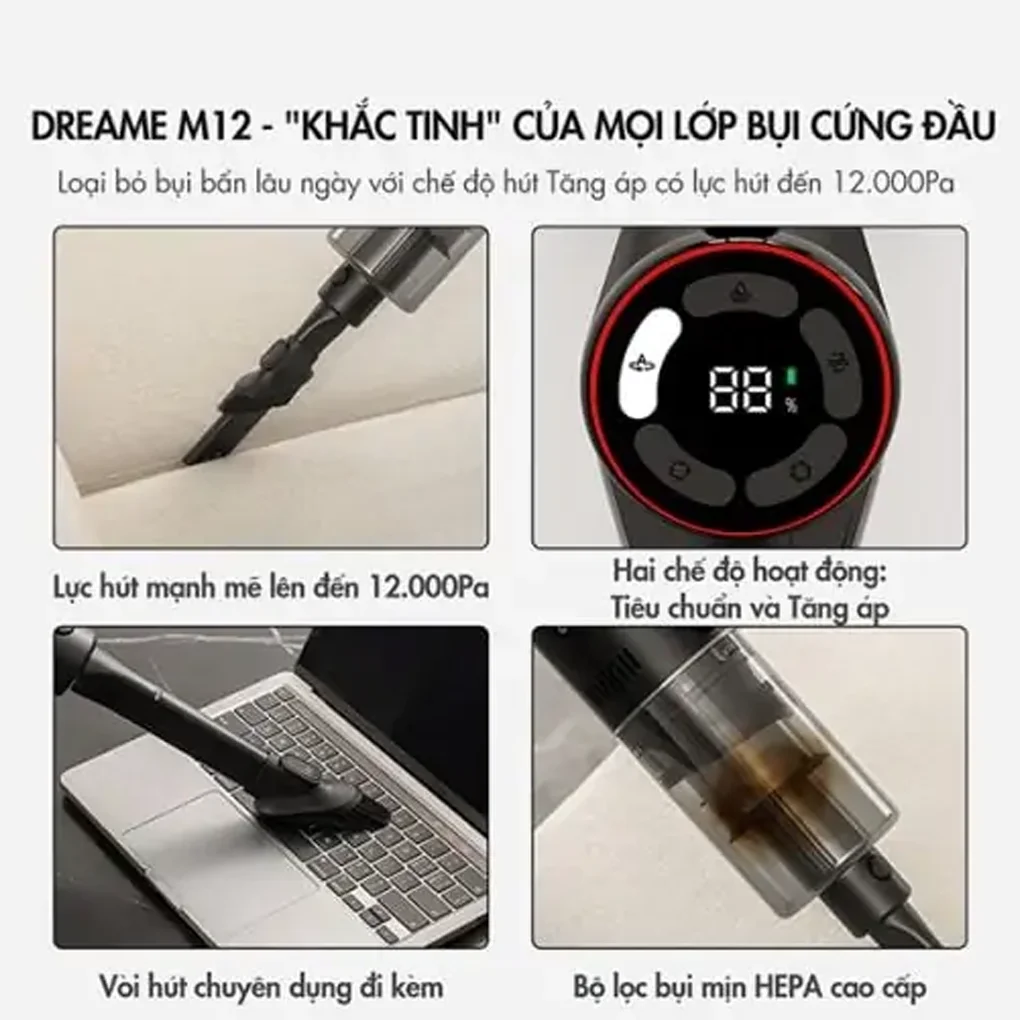 Máy Hút Bụi Lau Sàn Thông Minh, Cầm Tay Dreame M12 8