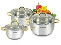 Bộ 3 Nồi Inox 5 Đáy Nắp Kính Kangaroo KG866