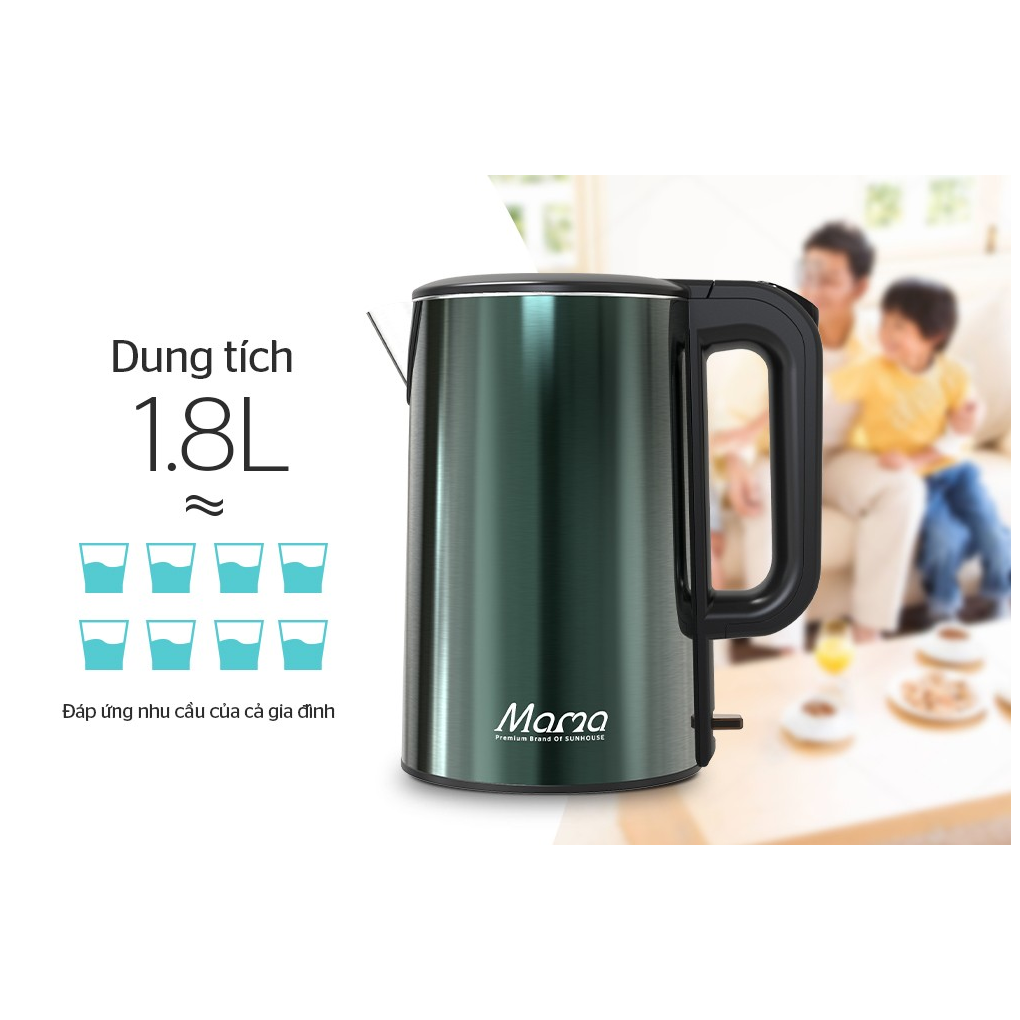 Ấm Đun Siêu Tốc 3 Lớp Sunhouse Mama SHD1389 1.8 Lít 6