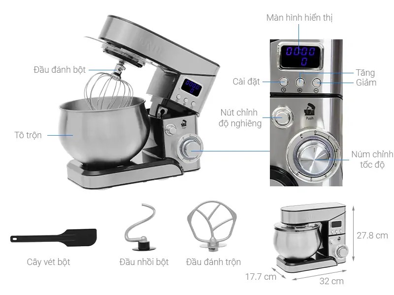 Máy Trộn Bột Đa Năng Unie EM2 9