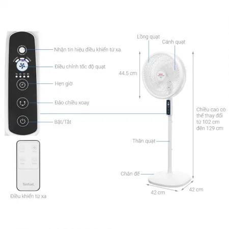 Quạt Đứng Tefal Turbo Silence Plus VH689690 - Trắng Cánh Trắng 11