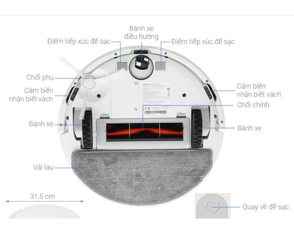 Robot Hút Bụi Lau Nhà Xiaomi Vacuum E10 (BHR6783EU) 9