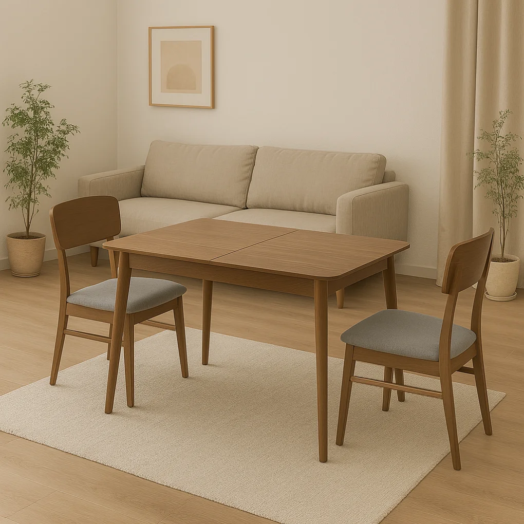 Bộ Bàn Ăn Mở Rộng SANS WM1813 + 4 Ghế Ăn Sans WM1892B Sồi Đậm 0