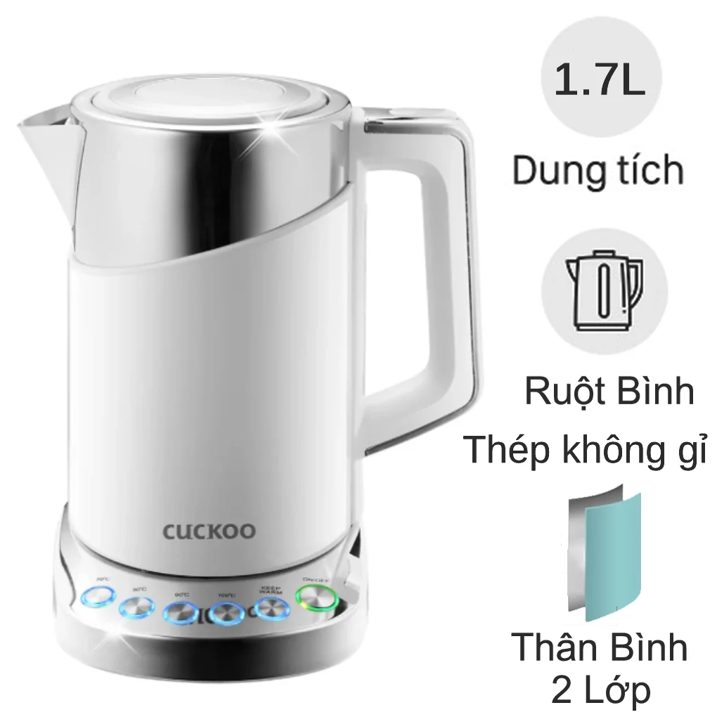 Ấm Đun Siêu Tốc Cuckoo CK-A170T 1.7 Lít (Màu Trắng)