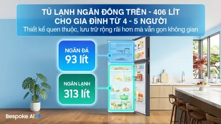 Tủ Lạnh Samsung Bespoke Inverter 406 Lít RT42CB6784C3SV