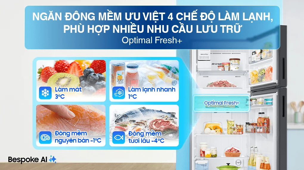 Tủ Lạnh Samsung Bespoke Inverter 406 Lít RT42CB6784C3SV