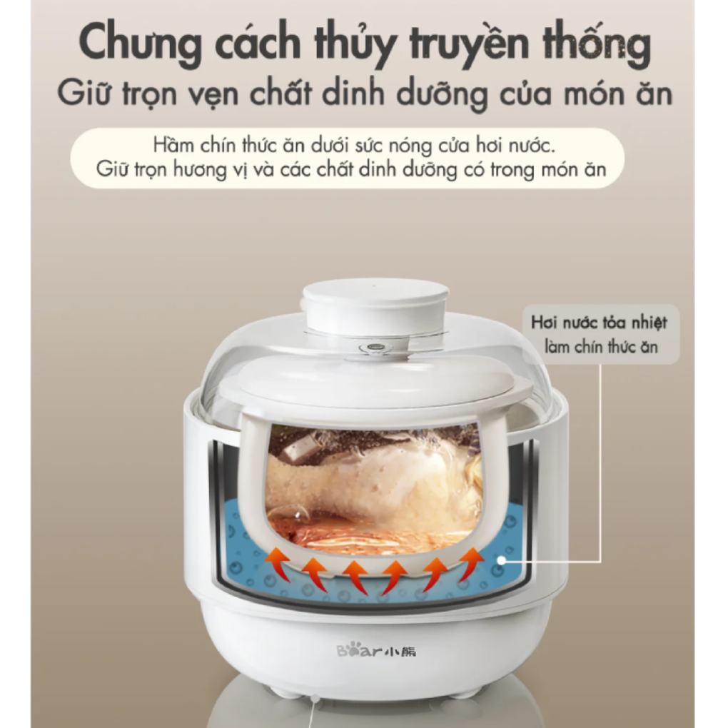 Nồi Nấu Chậm Đa Năng Bear DDZ-A08T8 (Nâu) - Hàng Quốc Tế - Bản Tiếng Anh 9