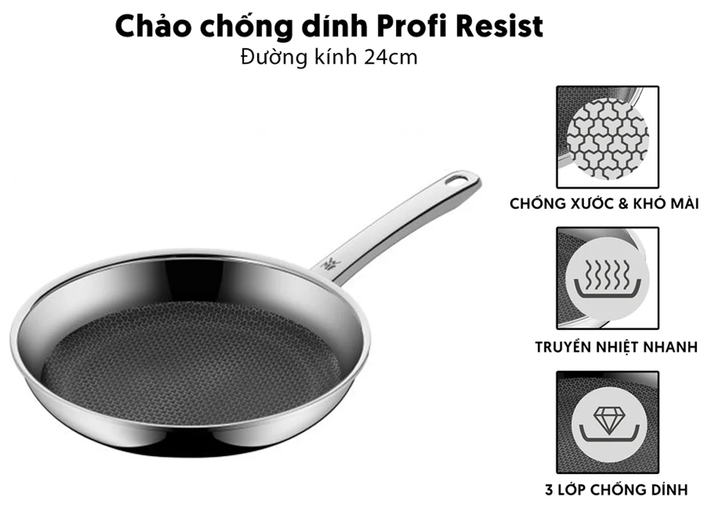 Chảo Inox WMF Profi Resist 24cm - 1756246411 1