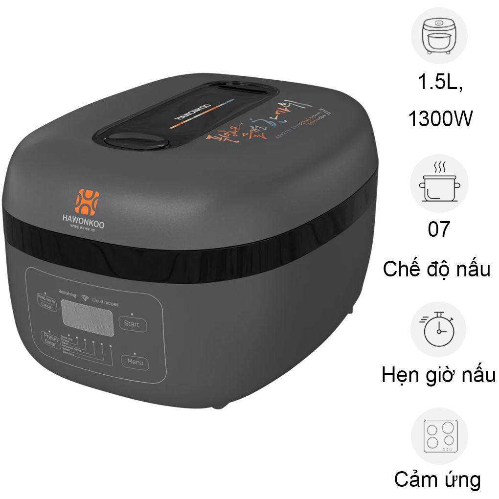 Nồi Cơm Điện Cao Tần Hawonkoo RCH-152-IH-GR 1.5 Lít