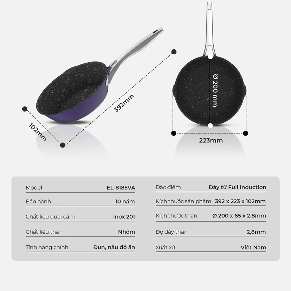 Chảo Chống Dính Full Induction Elmich EL-8185VA Size 20cm 15