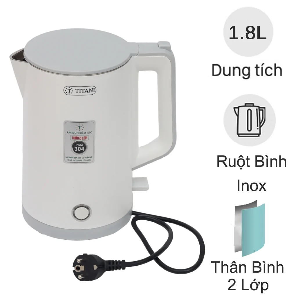 Bình Đun 2 Lớp Cao Cấp TK-1825W