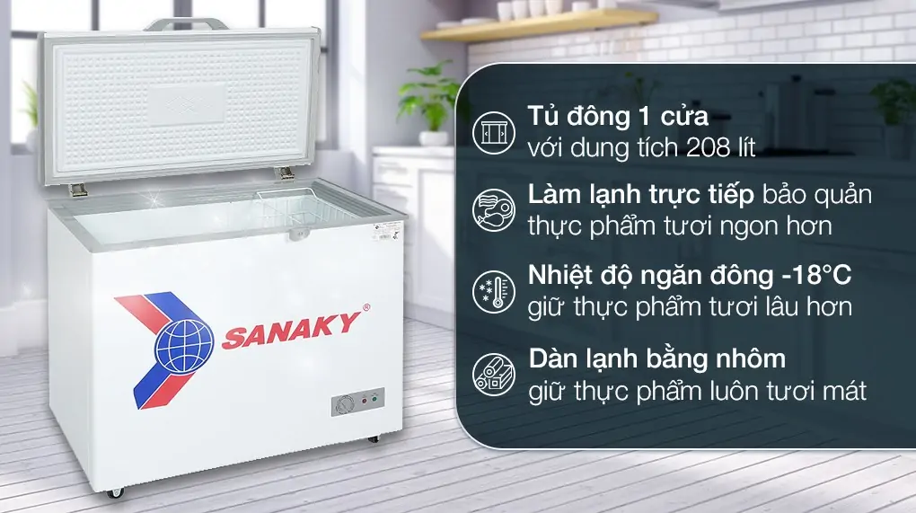 Tủ Đông Sanaky 208 Lít VH-255HY2 0