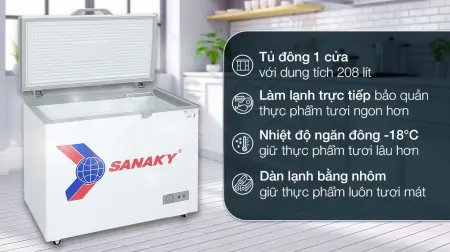 Tủ Đông Sanaky 208 Lít VH-255HY2 0
