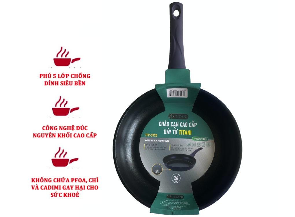 Chảo Cạn Cao Cấp Đáy Từ Titani TFP-ST26 0
