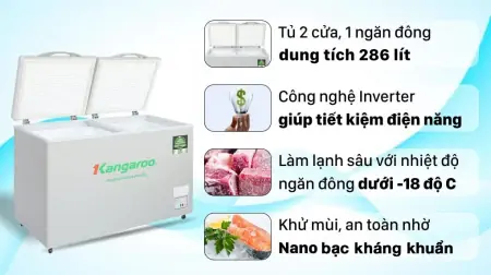Tủ Đông Kangaroo Inverter 290 Lít KGFZ290IC1 0