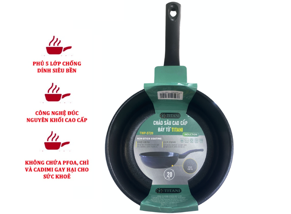 Chảo Sâu Cao Cấp Đáy Từ Titani TWP-ST20 1