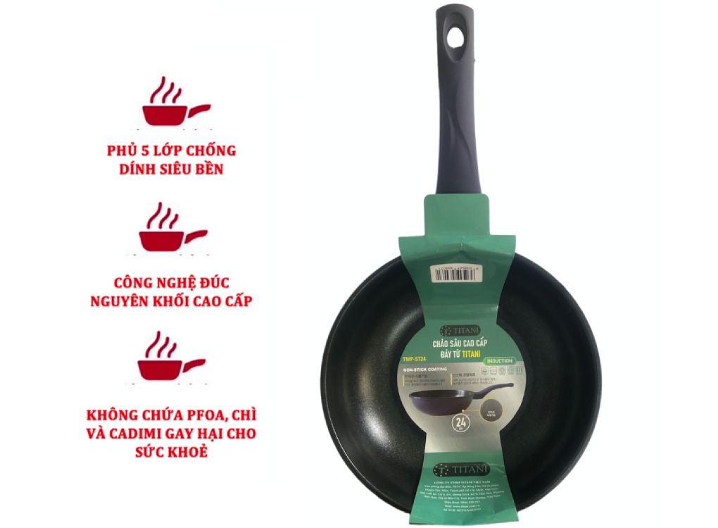 Chảo Sâu Cao Cấp Đáy Từ Titani TWP-ST24 0