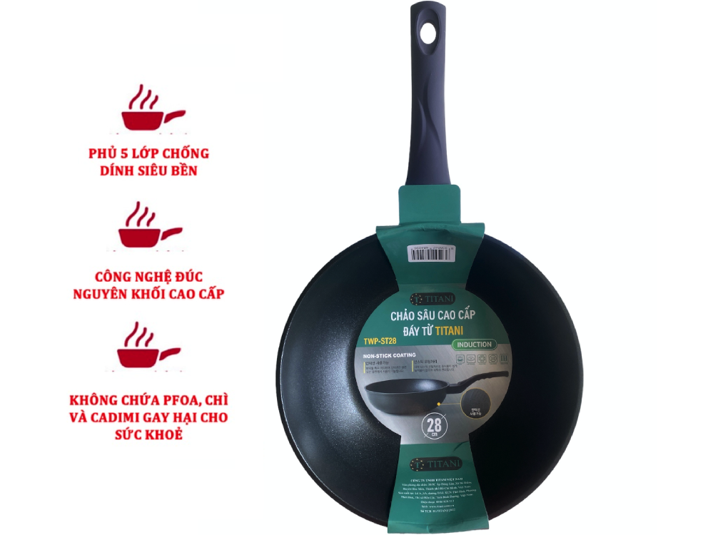 Chảo Sâu Cao Cấp Đáy Từ Titani TWP-ST28 0