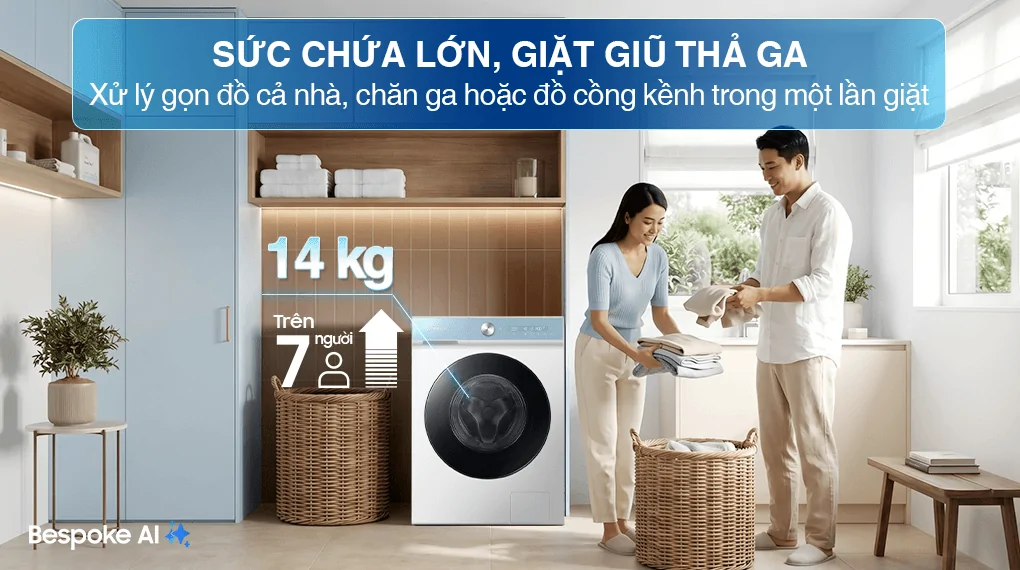 Máy Giặt Sấy Samsung Inverter 14/8 Kg WD14BB944DGMSV