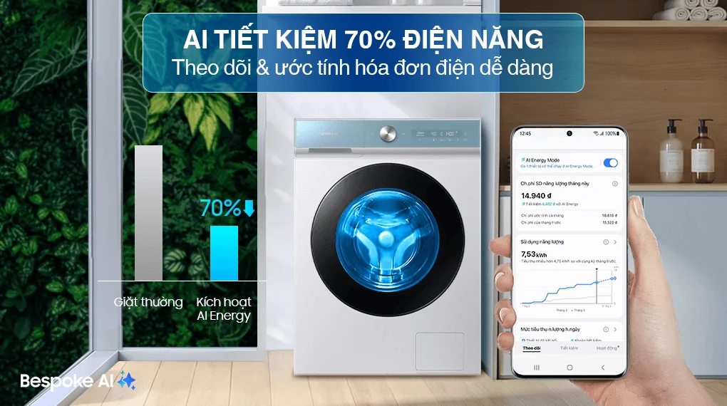 Máy Giặt Sấy Samsung Inverter 14/8 Kg WD14BB944DGMSV
