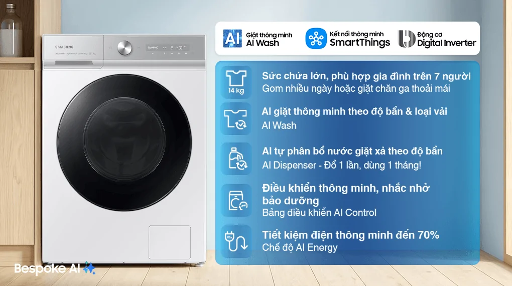 Máy Giặt Samsung Inverter 14 Kg WW14BB944DGHSV