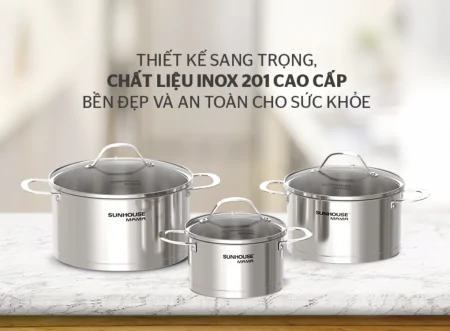 Bộ Nồi Inox 5 Đáy Sunhouse Mama SHG502 0